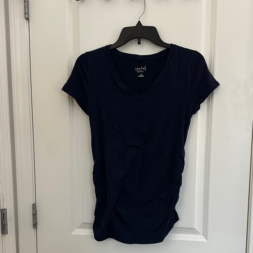 Women's Maternity Dark Blue V-Neck Tee